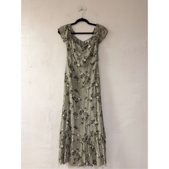 Reformation Butterfly Midi Dress in Verde Green Floral Size 2 - Picture 2 of 9